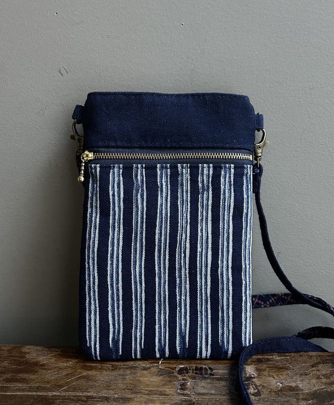 Indigo-dyed Stripe Mini Crossbody