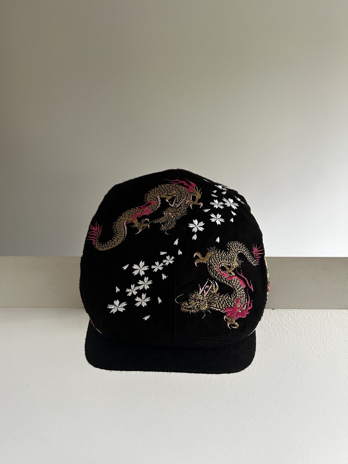 Pink Dragon Embroidered Flat Cap