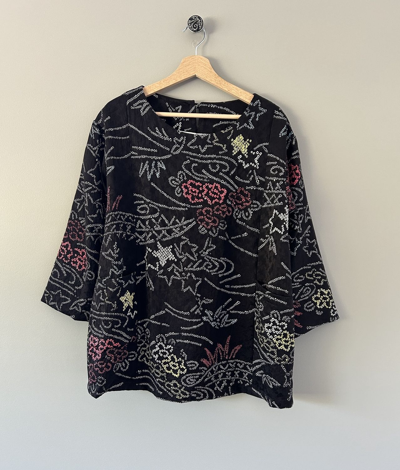 Shibori-dyed Silk Top - Black