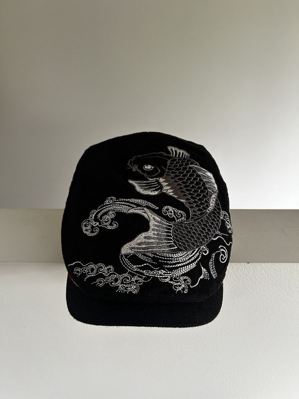 Koi Embroidered Flat Cap