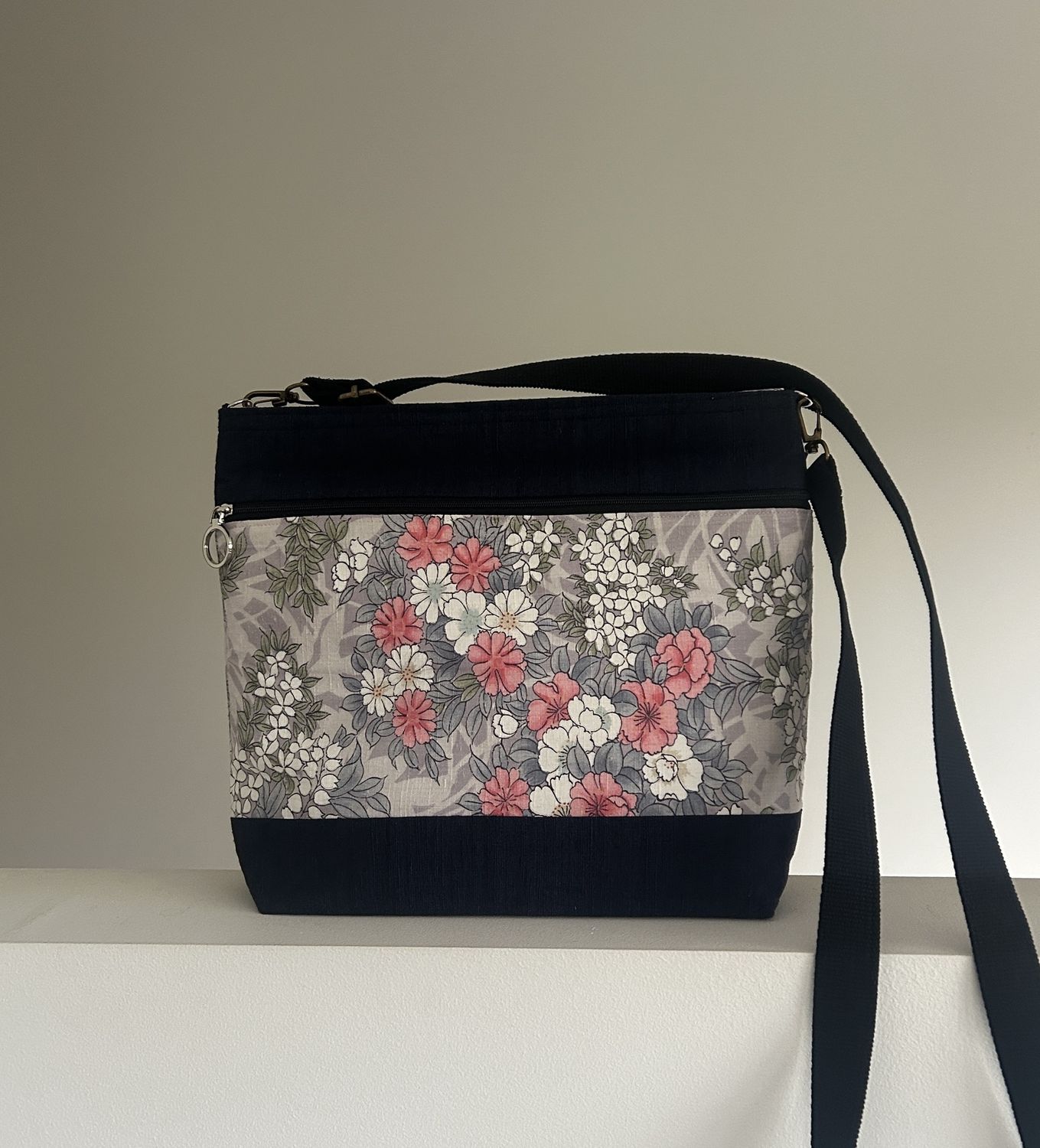 Kimono Silk Shoulder Bag - Pink Floral