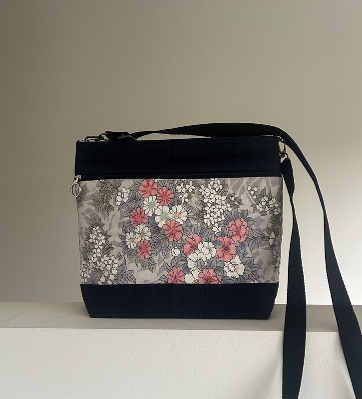 Kimono Silk Shoulder Bag - Pink Floral