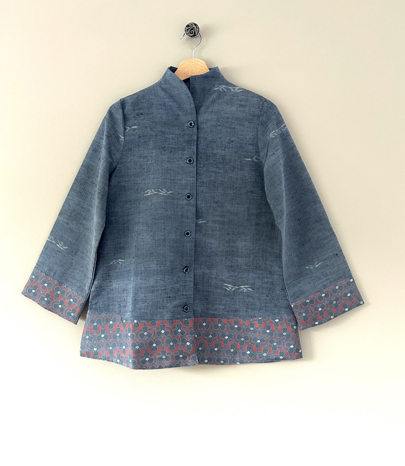 Upcycled Silk Stand Collar Shirt