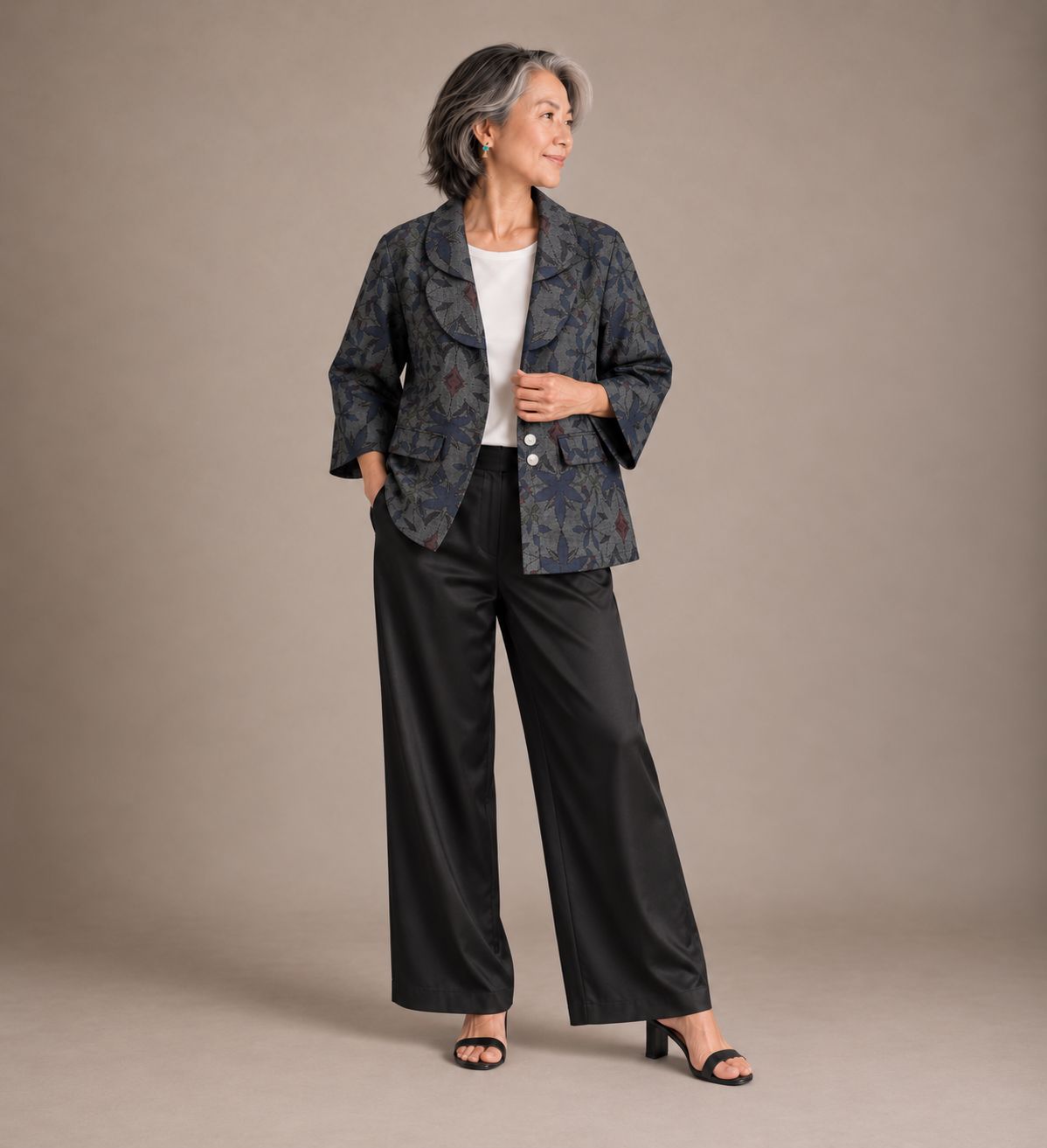 Oshima Silk Layered-Collar Jacket