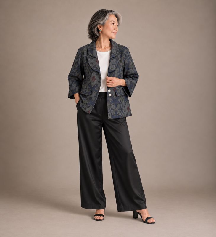 Oshima Silk Layered-Collar Jacket