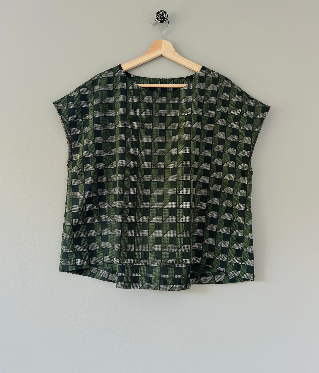 Oshima Silk Geometric Blouse - Green