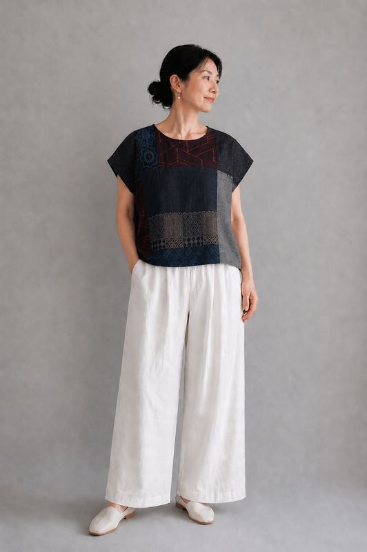 Oshima Silk Patchwork Blouse