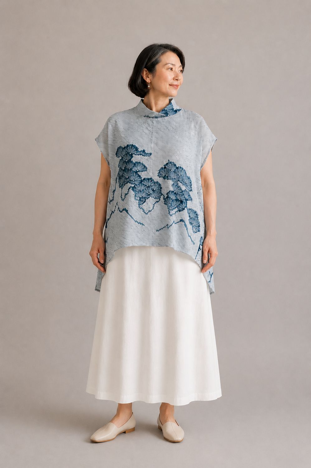 Shibori-Dyed High Neck Tunic – Mint &amp; Pine
