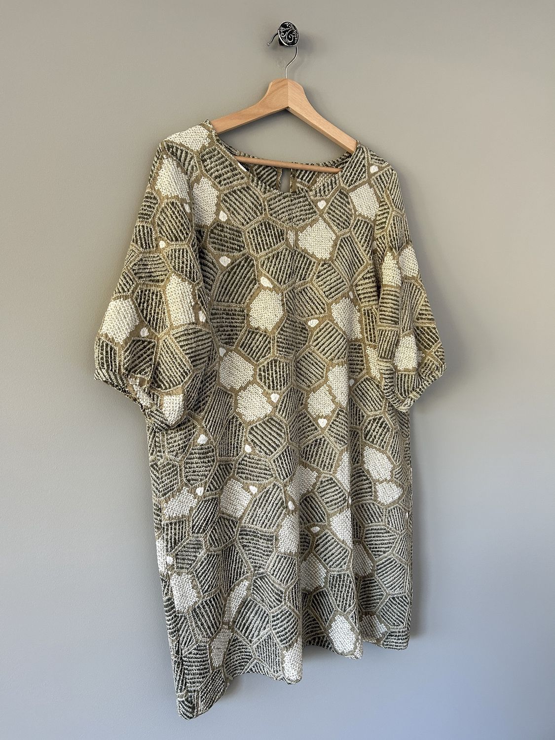 Shibori Silk Tunic with Scarf/Sash - Earthy Khaki