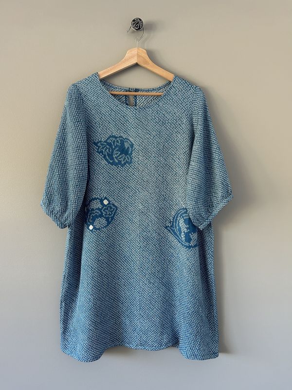 Shibori Silk Tunic  - Sky Blue