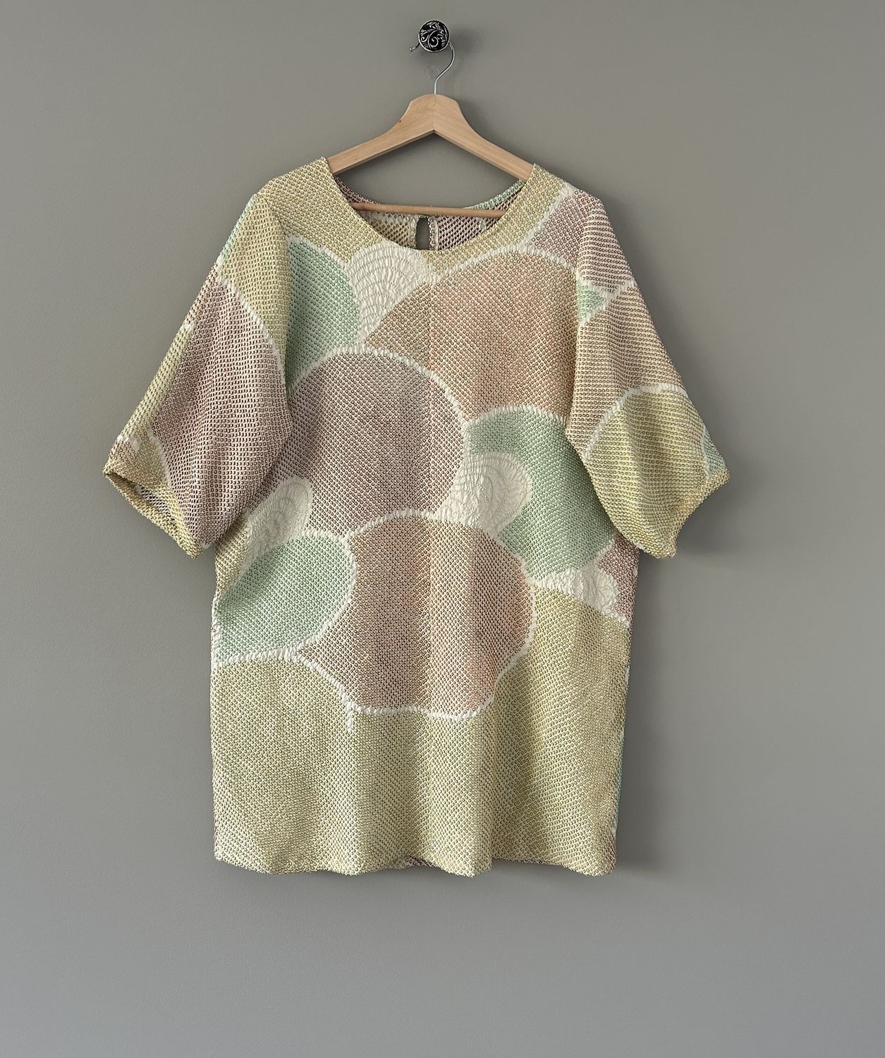 Shibori Silk Tunic with Scarf/Sash - Earthy Pastels