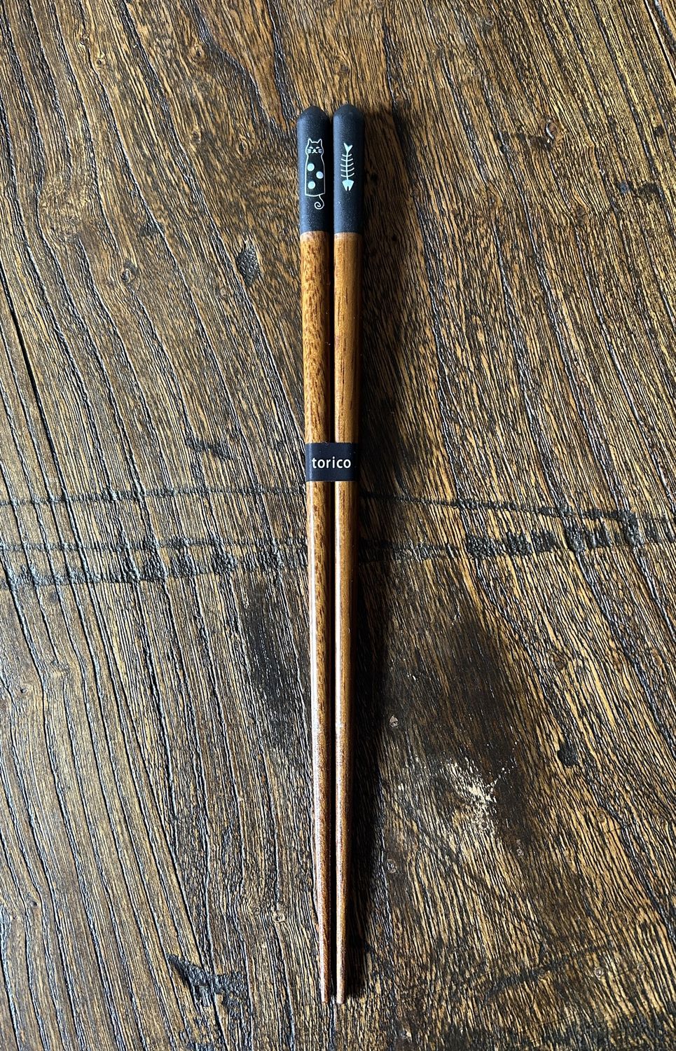 Cat &amp; Fish Chopsticks, Pattern: Black