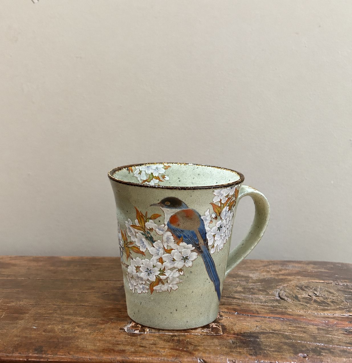 Kutani Ware Mug Cup - Bluebird &amp; Blossom