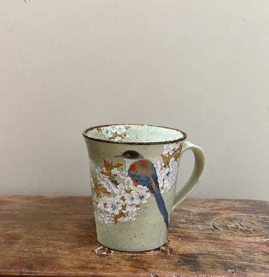 Kutani Ware Mug Cup - Bluebird &amp; Blossom