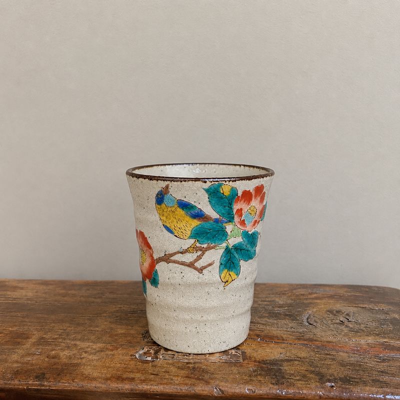 Kutani Ware Cup - Bluebird &amp; Camellia