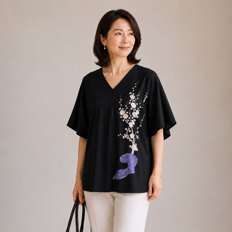 Silk V-Neck Blossom Blouse