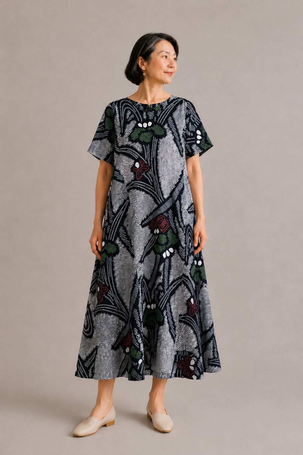 Arimatsu Sibori Dyed Long Flare Dress - Iris
