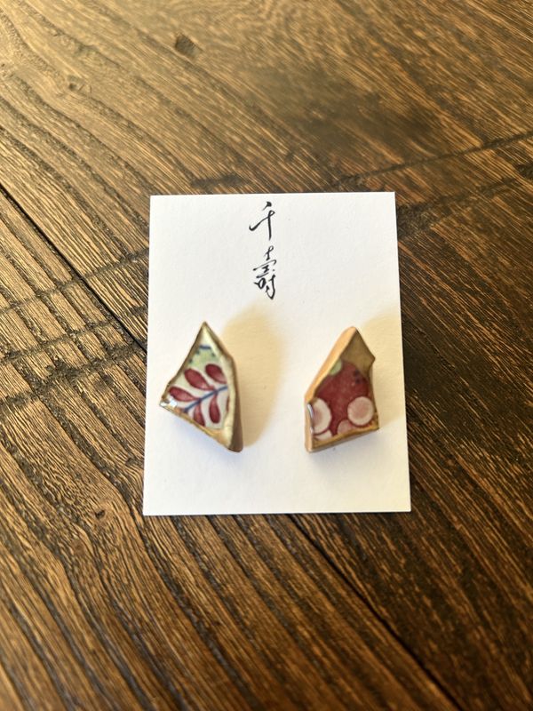 Kintsugi Earrings - Floral Arita Ware
