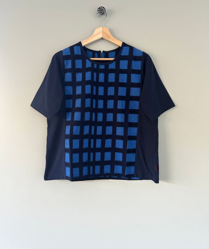 Giemon Kurume Kasuri Cotton Panel Tee