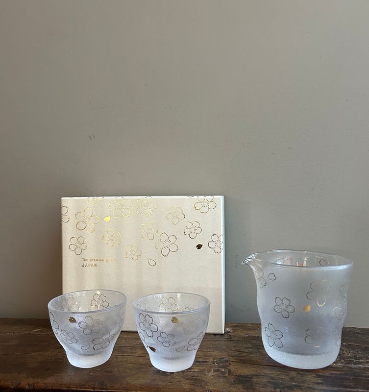 Cherry Blossom Sake Set – Sake Vessel &amp; Two Glasses