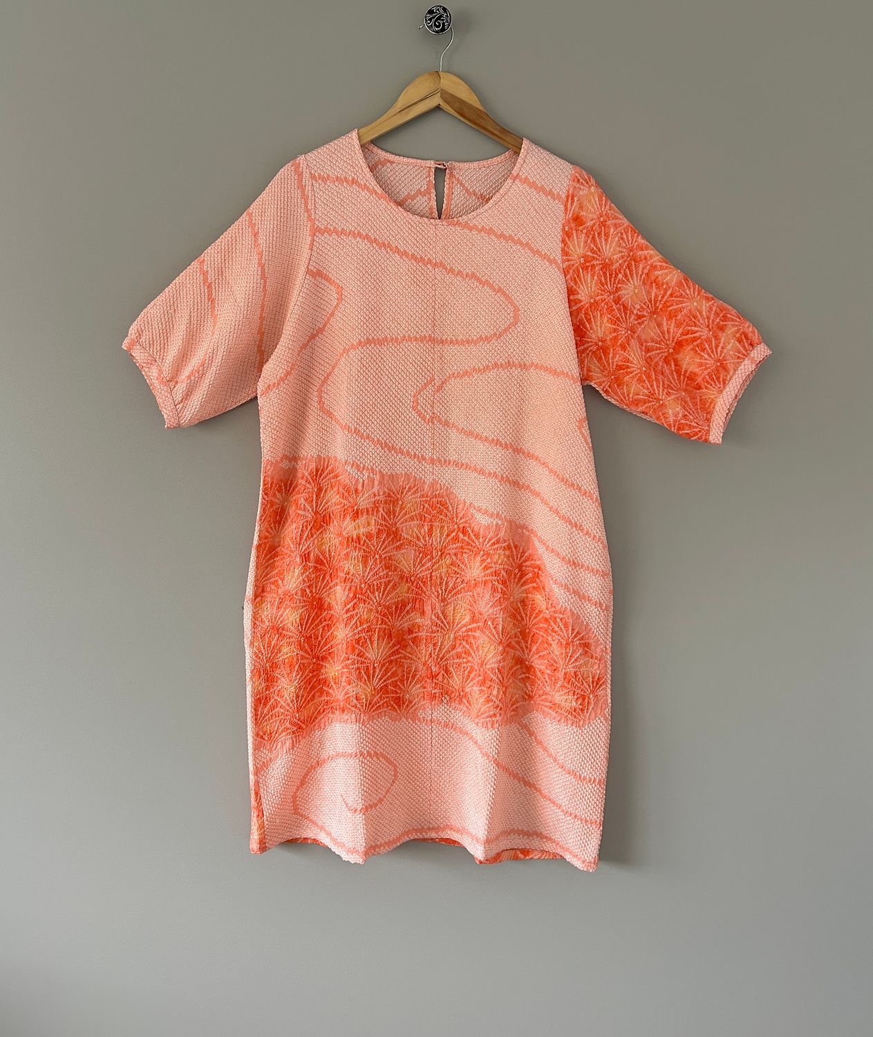 Upcycled Silk Shibori-Dyed Tunic - Pink