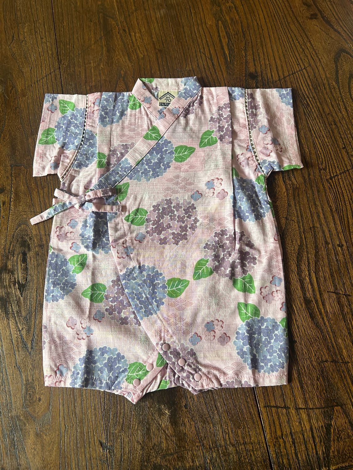 Japanese Jinbei-Style Baby Romper - Hydrangea/70cm