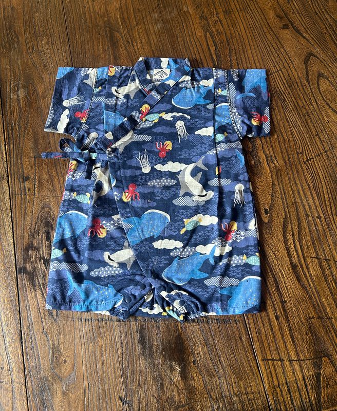 Japanese Jinbei-Style Baby Romper - Sea Creature/70 cm