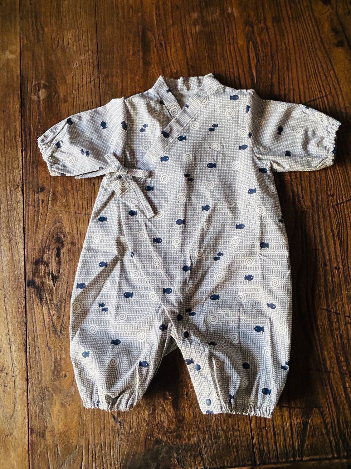 Japanese Jinbei Style Baby Romper - Goldfish/Blue/70 cm