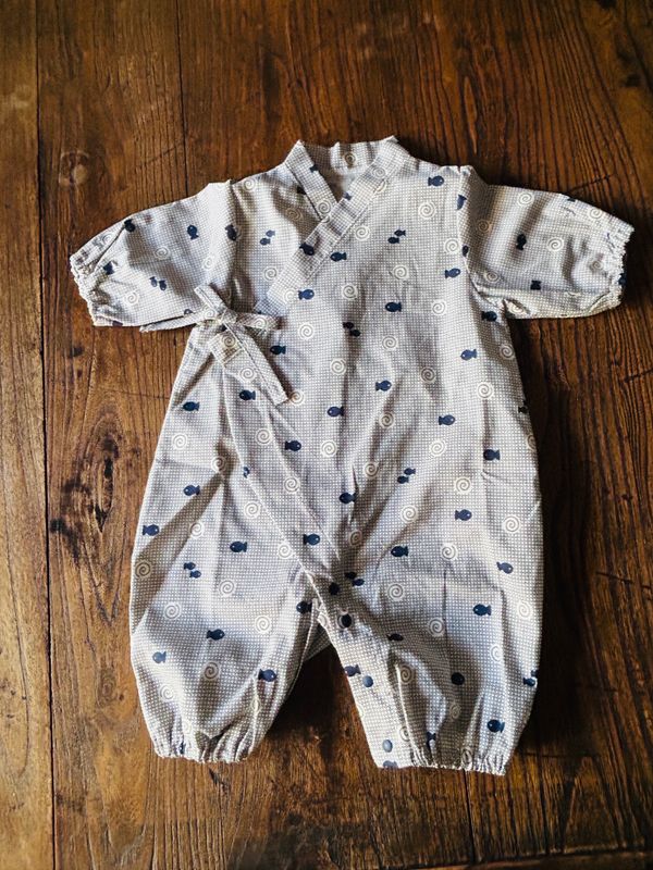 Japanese Jinbei Style Baby Romper - Goldfish/Blue/70 cm