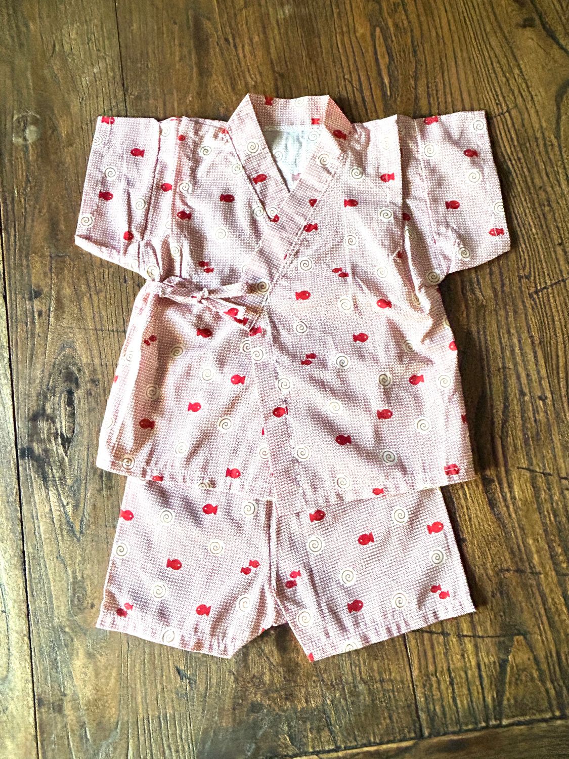 Baby Jinbei(Kimono Style Top &amp; Shorts) - Red/Goldfish