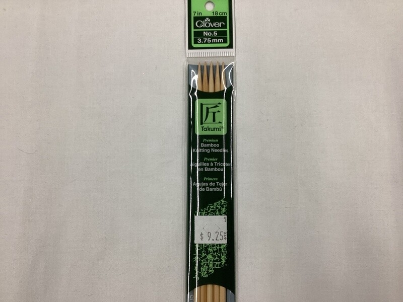 Clover #3015/5 US size 5/7 inch Bamboo Knitting Needles