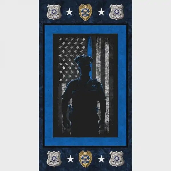 Police 100% Cotton Fabric By The Panel 24 X 44