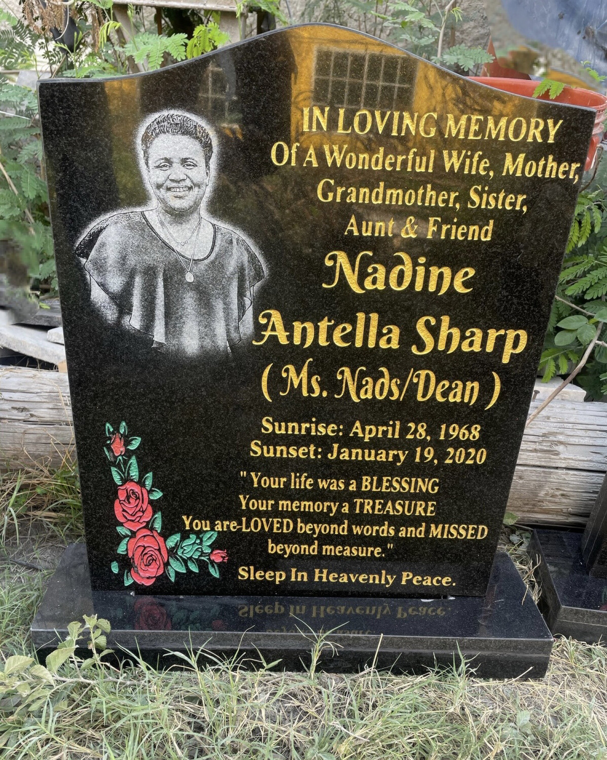 24”x18” Granite Standing Stone With Laser Photo