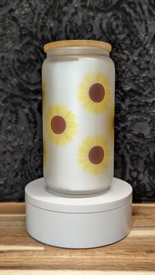Sunflower Glass Can w/ bamboo lid