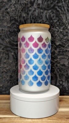 Mermaid Scales Glass Can w/ bamboo lid