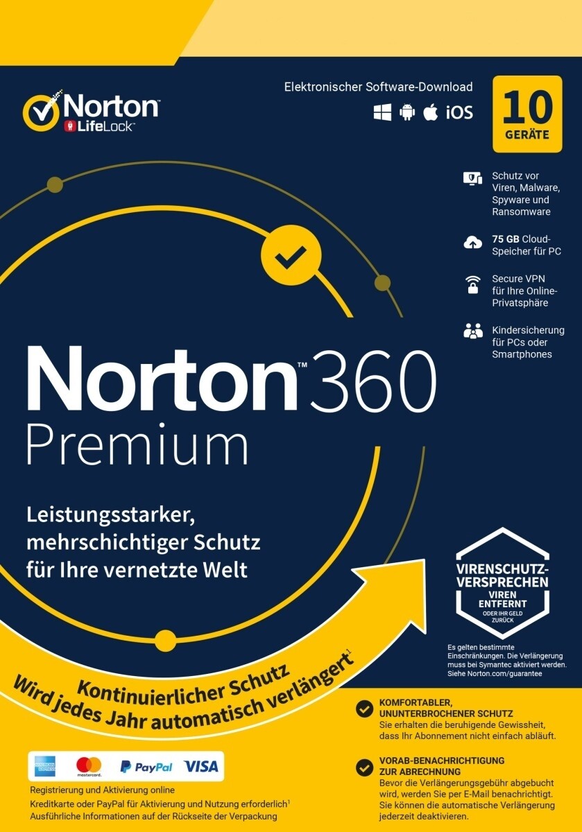 Norton 360 Premium 2023 PC MAC 10 Dispositivi 1 anno