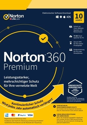 Norton 360 Premium 2023 PC MAC 10 Dispositivi 1 anno