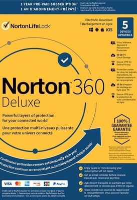 Norton 360 Deluxe 50GB PC MAC 5 Dispositivi 1 Anno