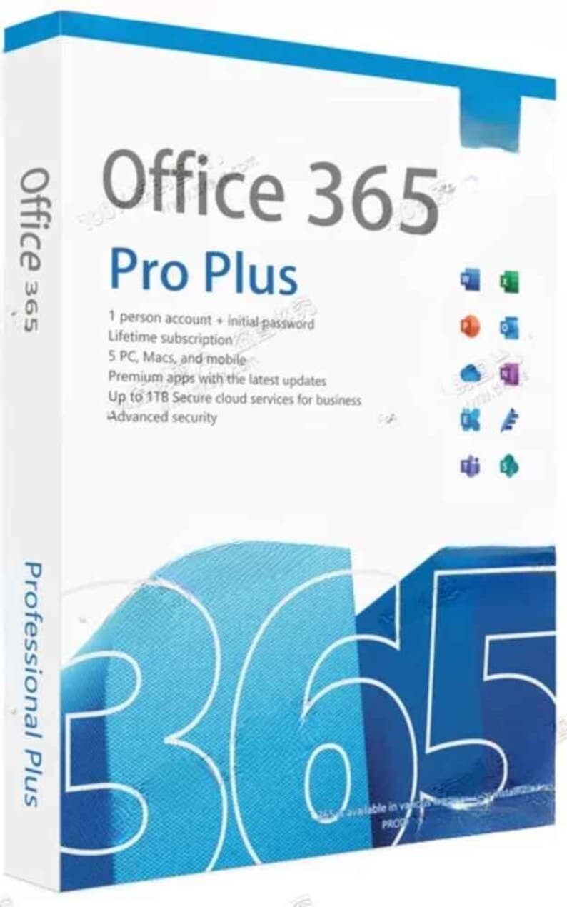 Microsoft Office 365 Pro Plus 5 Utenti PC/MAC ESD a VITA 