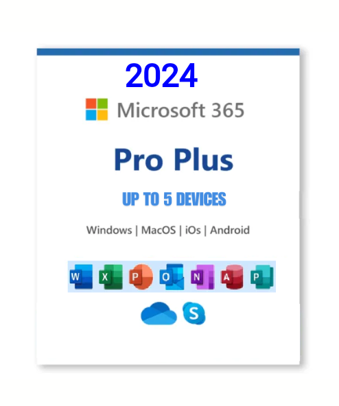 Microsoft Office 365 Pro Plus 2024 5 Utenti PC MAC a VITA