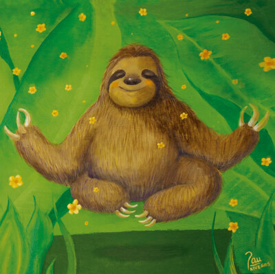 Yoga Sloth - Costa Rica Art 12 x 12"