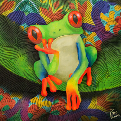 The Wondering Frog - Costa Rica Art12 x 12" Floating frame