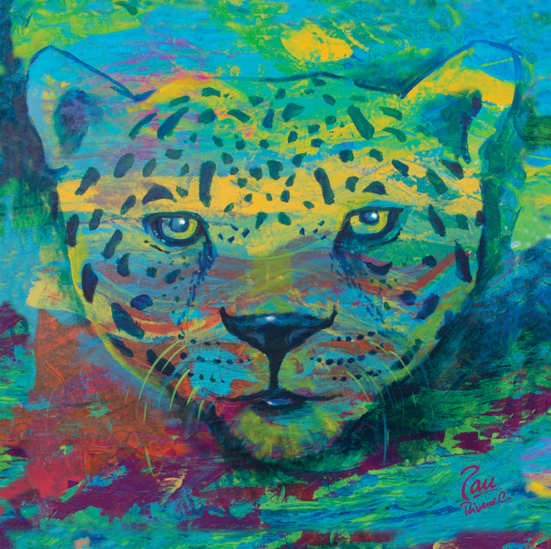 Ocelot Costa Rica Art - 12 x 12&quot; Floating frame