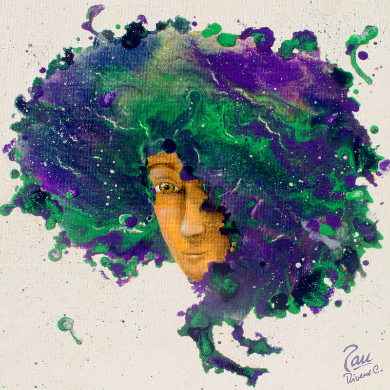 Galaxy Woman Costa Rica Art - 12 x 12&quot;