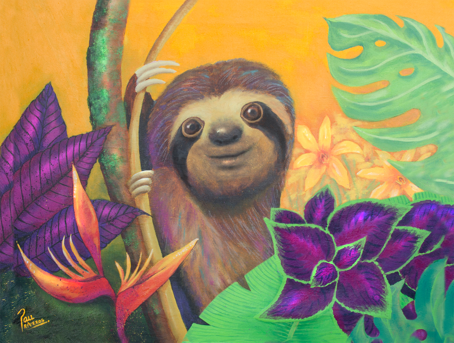 Jungle Sloth - 12 x 16"