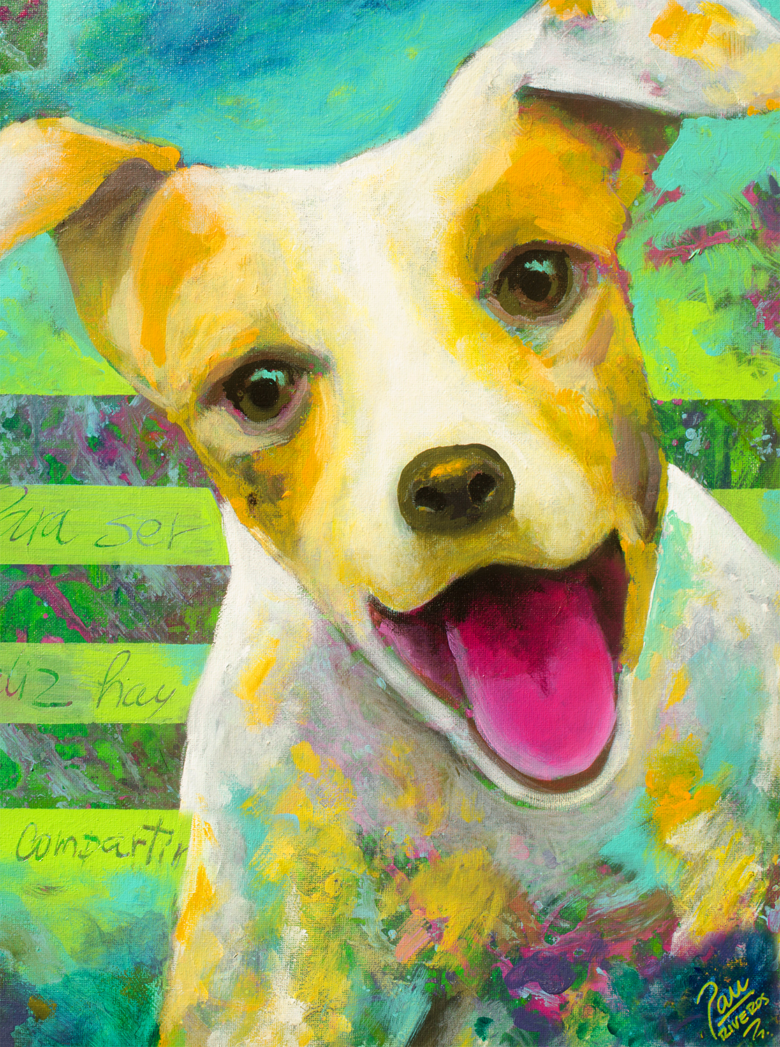 Zaguate, a wise and happy dog - Costa Rica Art 12 x 16"