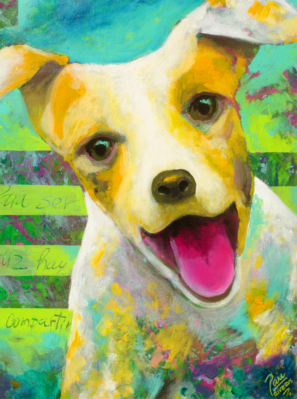 Zaguate, a wise and happy dog - Costa Rica Art 12 x 16&quot;