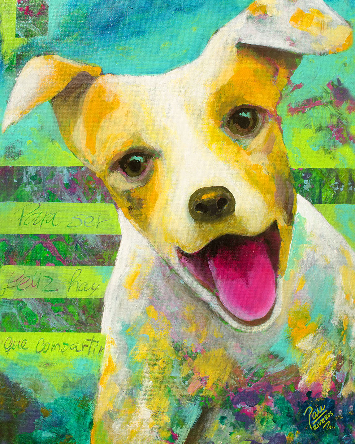 Zaguate, a wise and happy dog - Costa Rica Art 16 x 20"
