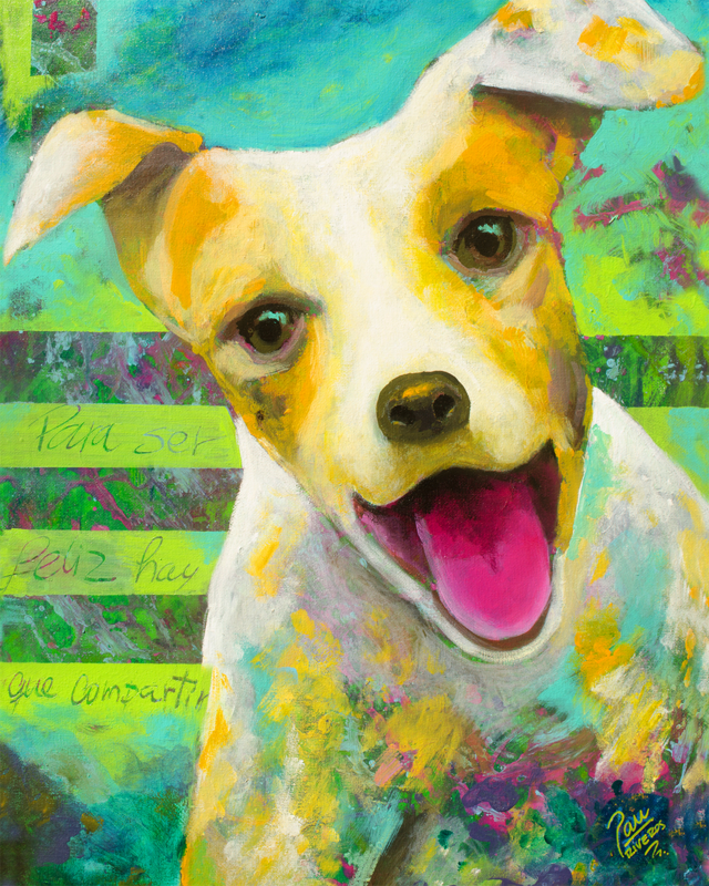Zaguate, a wise and happy dog - Costa Rica Art 16 x 20&quot;