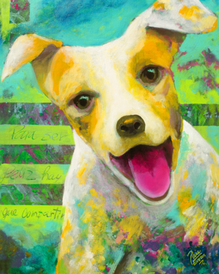 Zaguate, a wise and happy dog - Costa Rica Art 16 x 20"